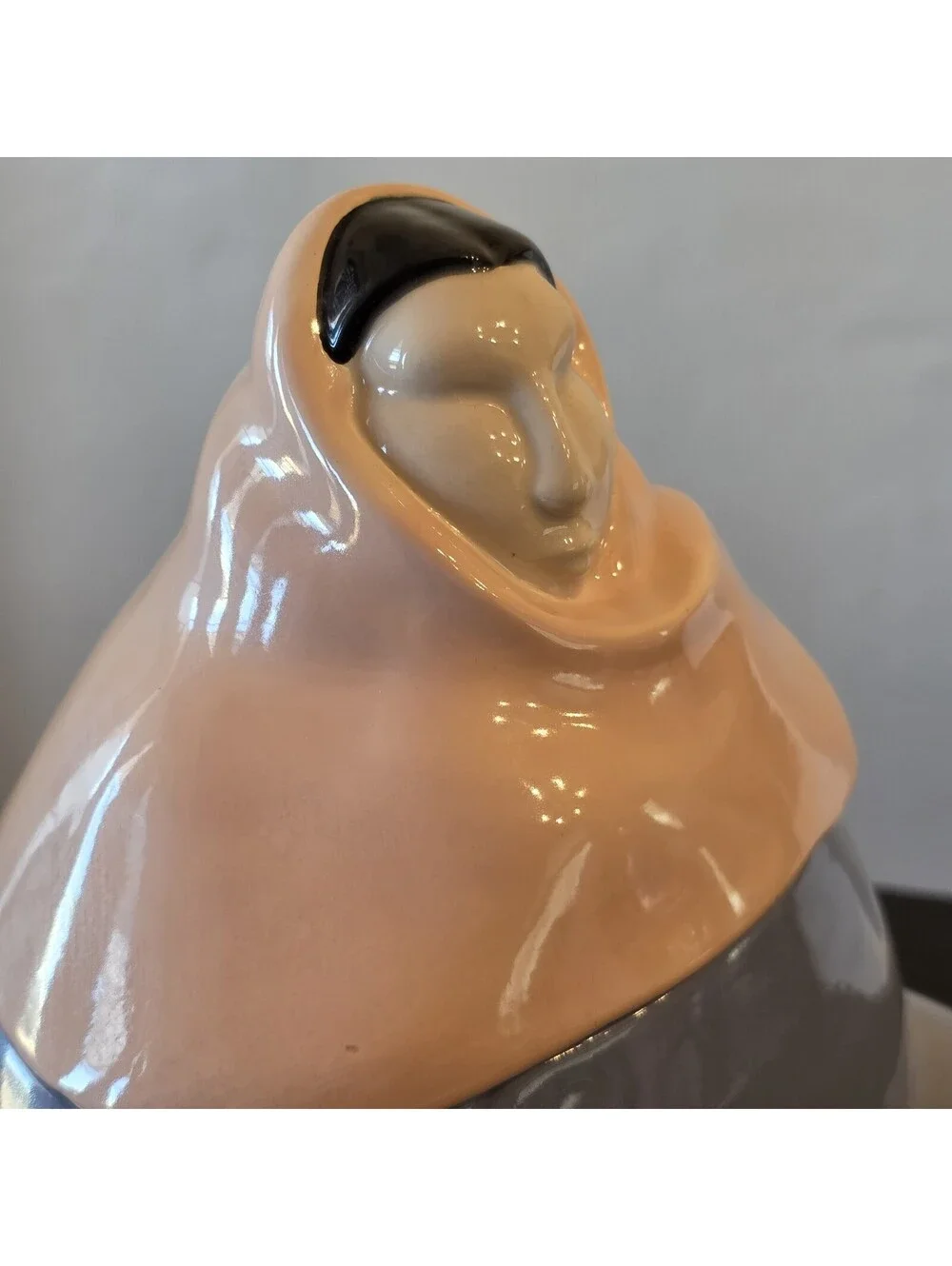 Vintage Southwestern Pueblo Woman Ceramic Cookie Jar With Lid Lavender Pink EUC
